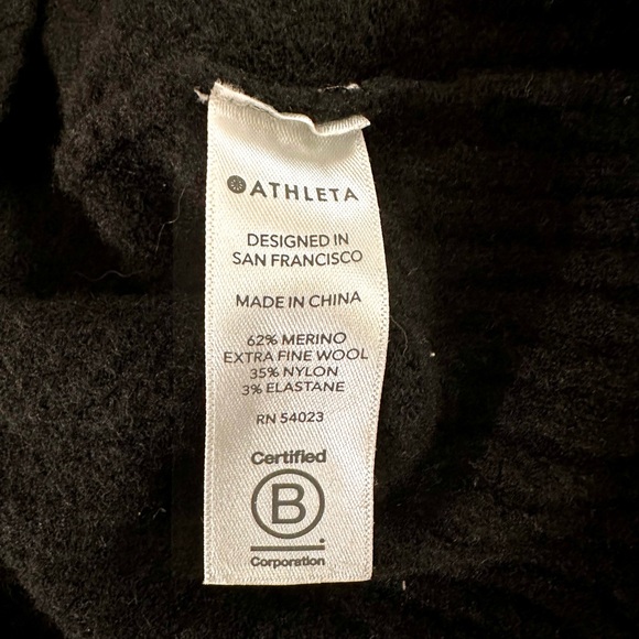 Athleta Transit Crew Merino Wool Black Sweater - Picture 9 of 9